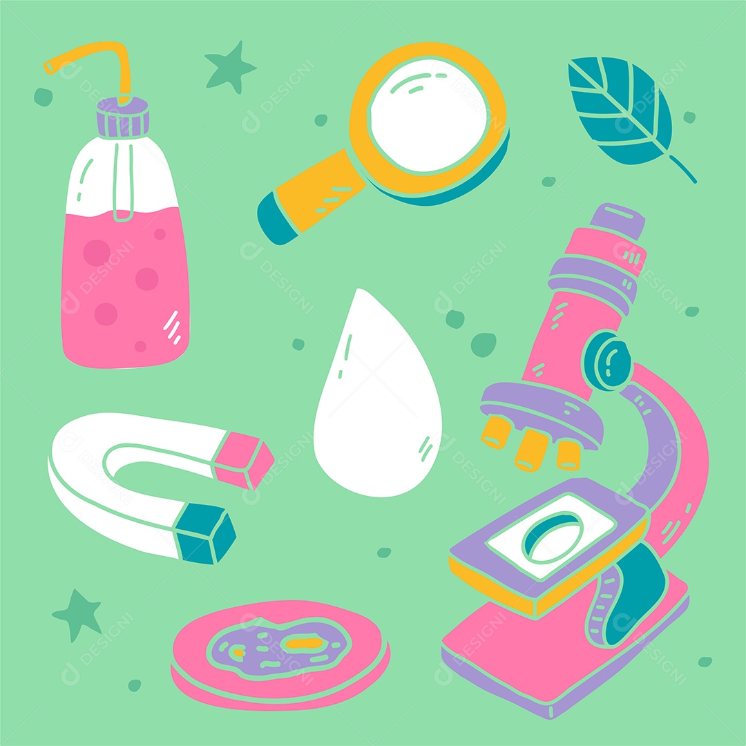 Equipamentos de Laboratório estilo Cartoon Vetores EPS