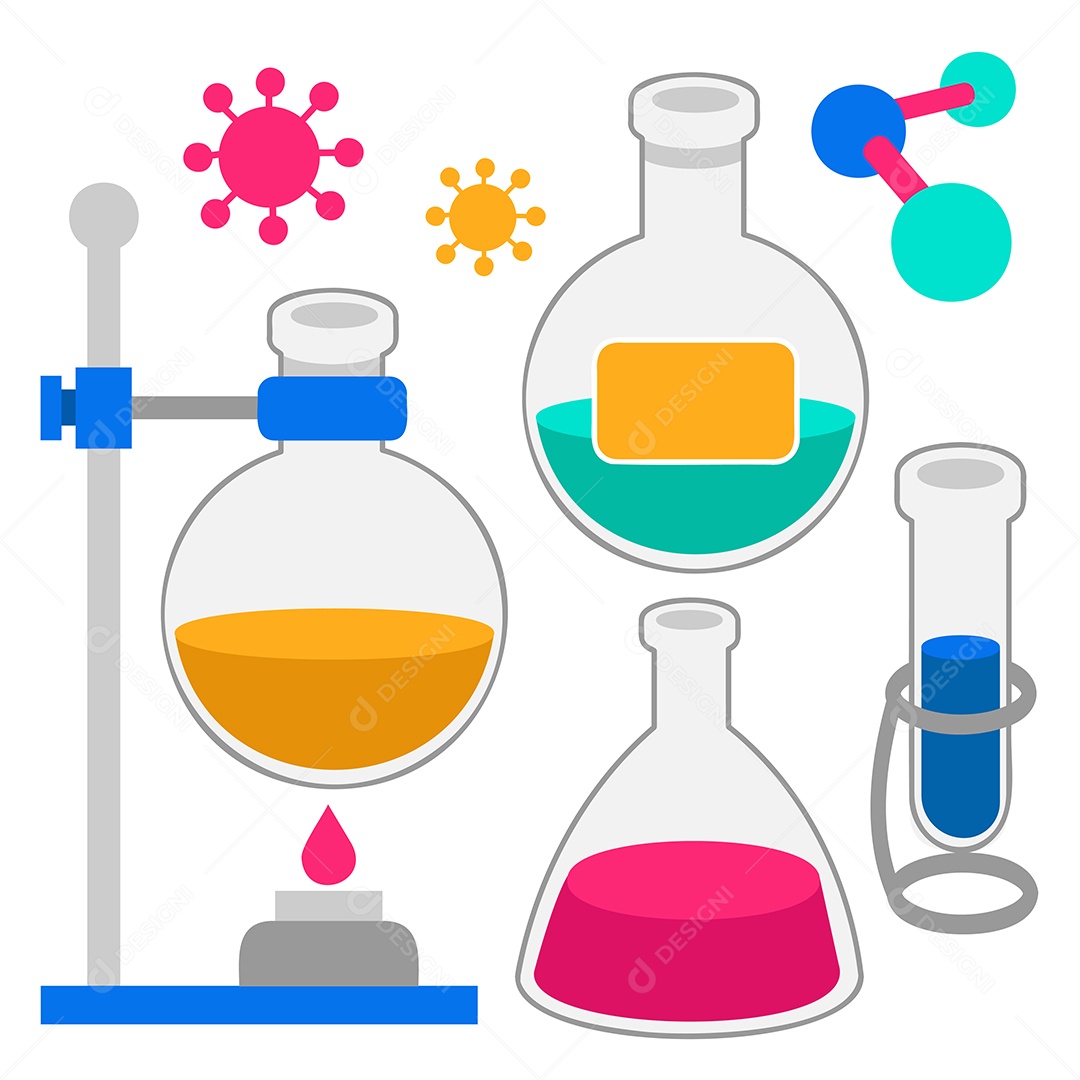 Equipamentos de Laboratório estilo Cartoon Vetores EPS