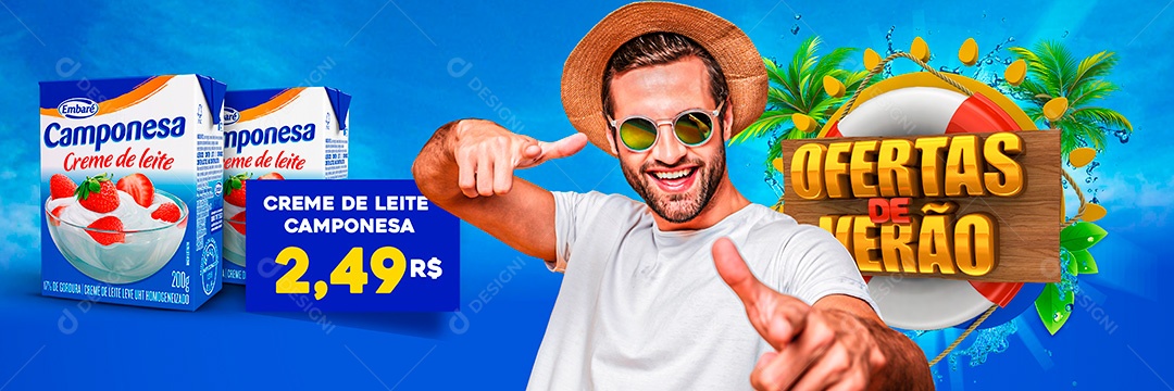 Banner Ofertas de Verão Creme de Leite Social Media PSD Editável