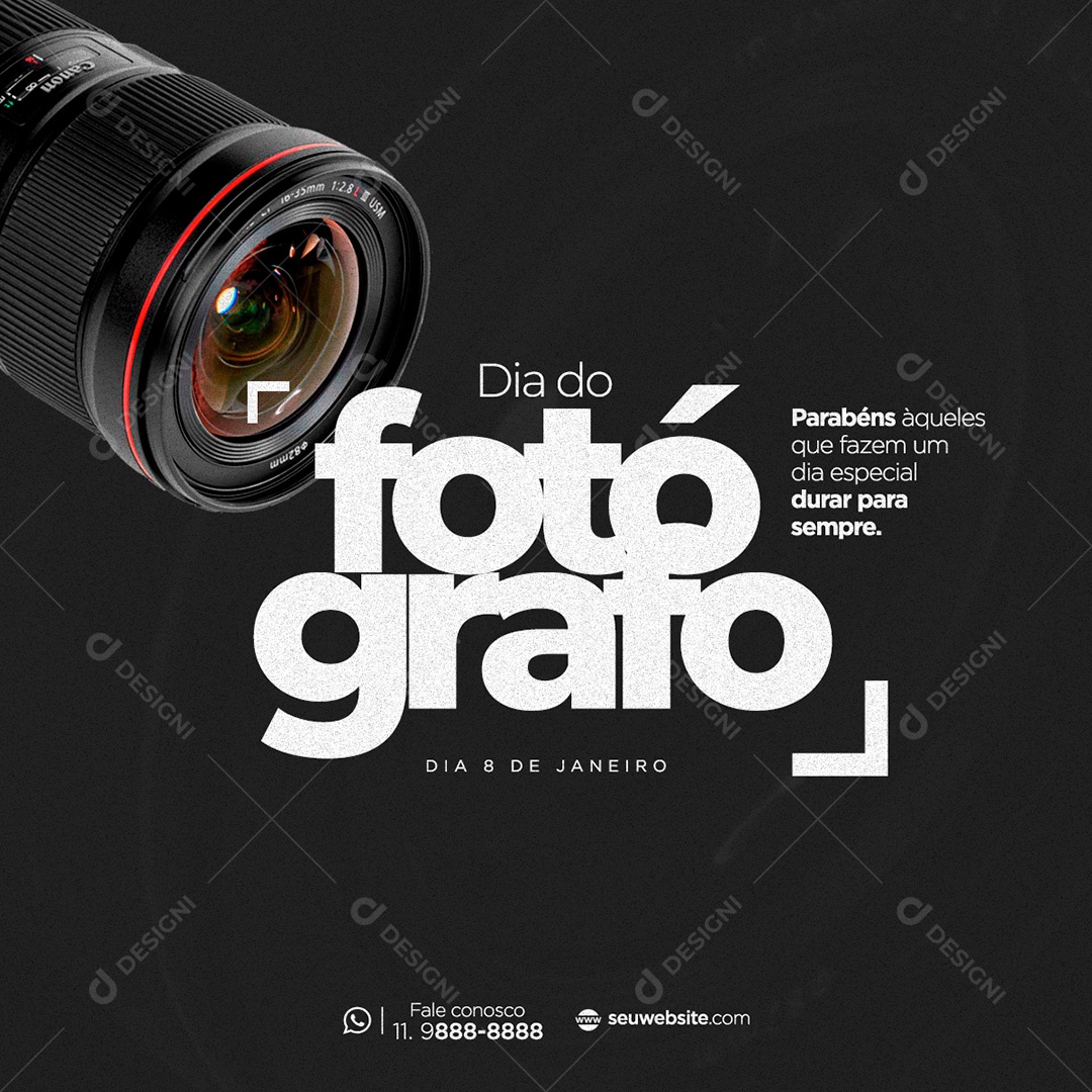 Post Dia do Fotógrafo 8 de Janeiro Social Media PSD Editável