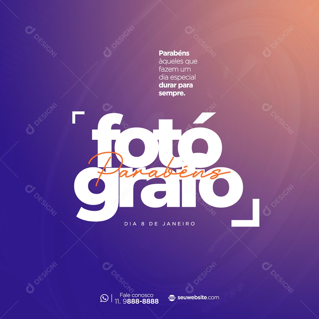 Post Dia do Fotógrafo 8 de Janeiro Social Media PSD Editável