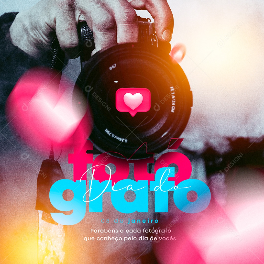 Parabéns a Cada Fotógrafo Dia do Fotógrafo Social Media PSD Editável