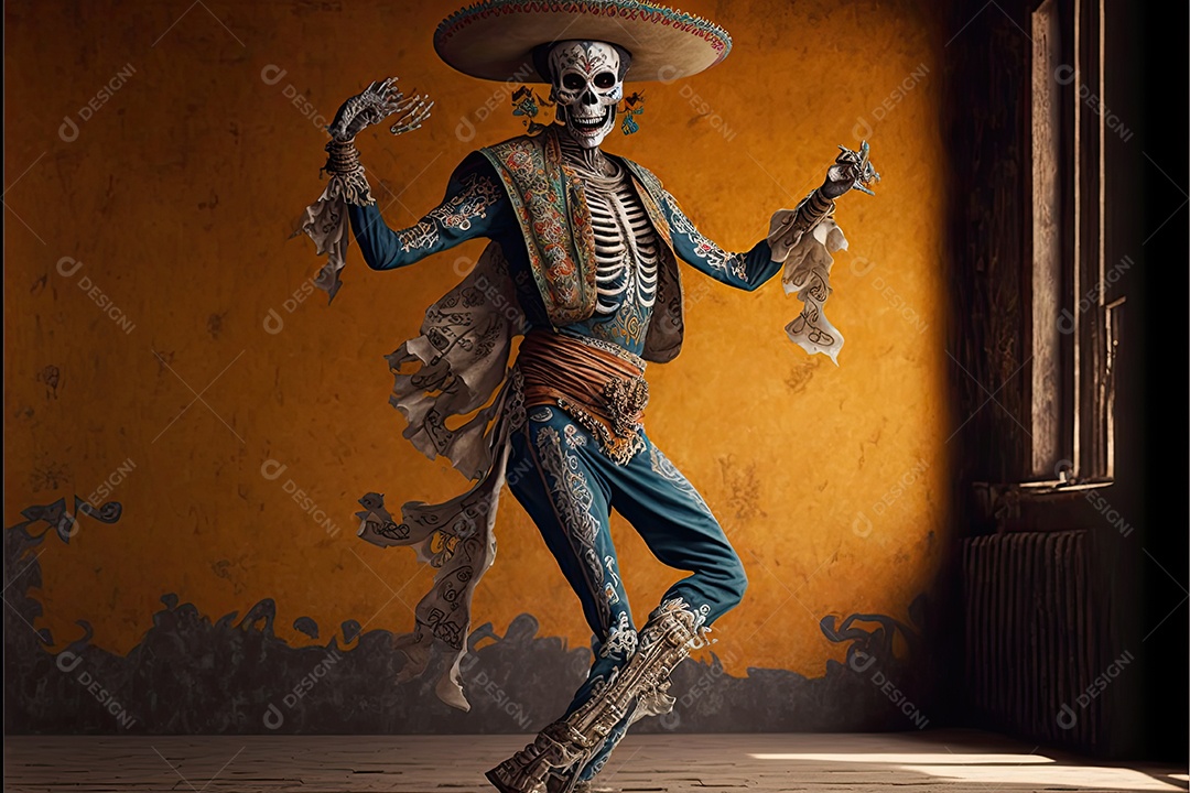 ilustração para o Dia dos Mortos mexicano.