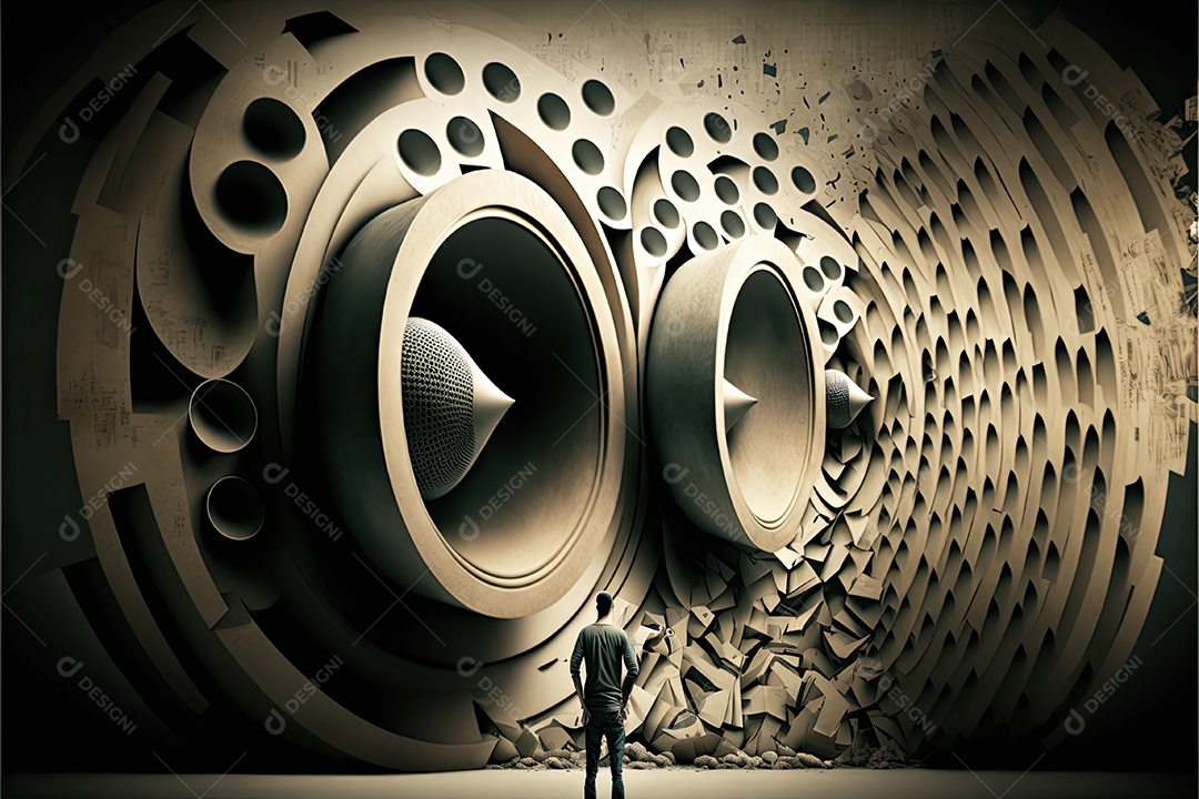 Ilustração sobre fone de ouvido música