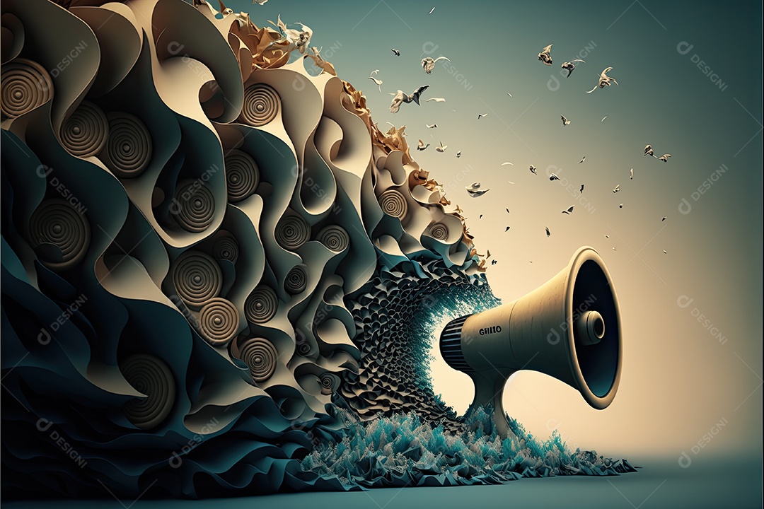 Ilustração sobre fone de ouvido música