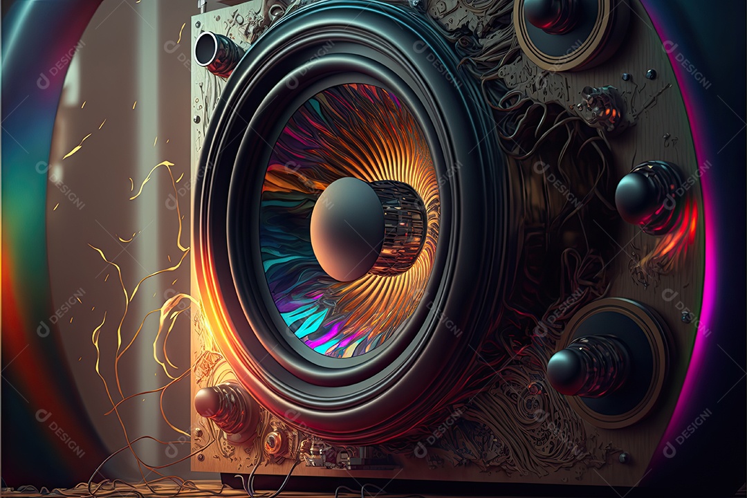 Ilustração sobre fone de ouvido música