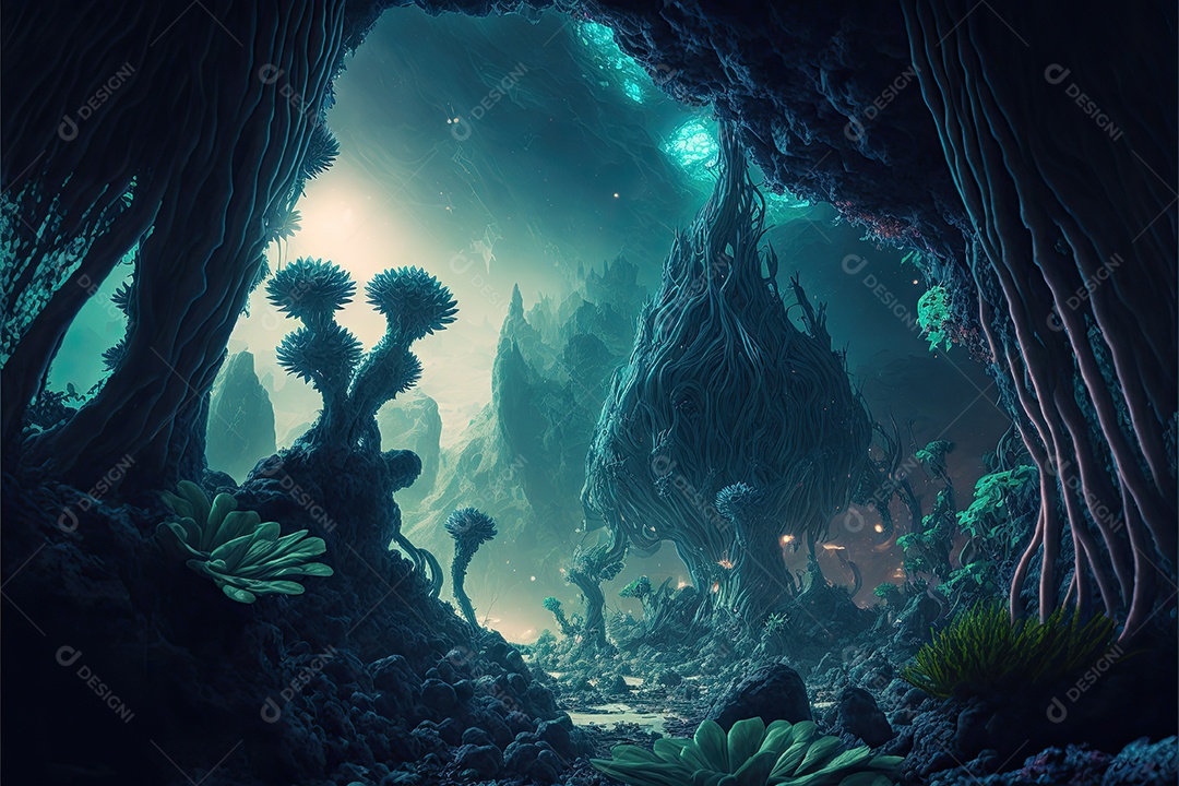 ilustração de fores alienígenas