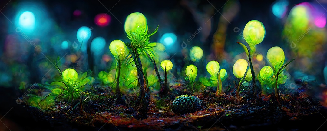 ilustração de uma floresta alienígena