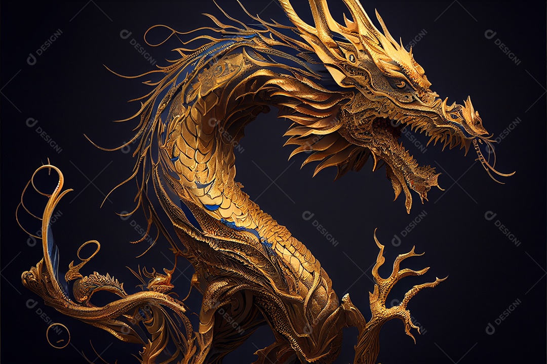 Dragão dourado estilo chinês bem-vindo ano novo chinês festival da primavera festival