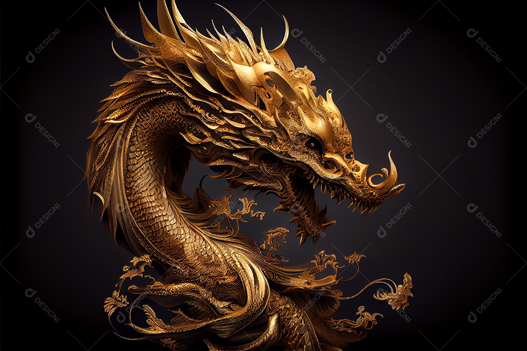 Dragão dourado estilo chinês bem-vindo ano novo chinês festival da primavera festival