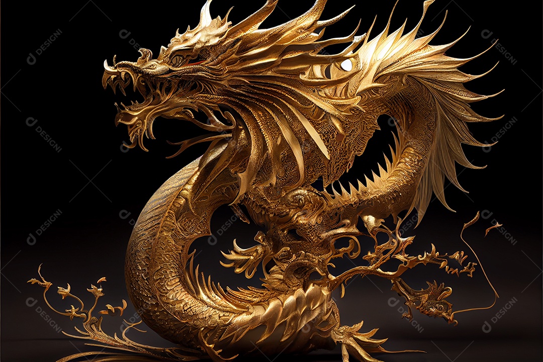 Dragão dourado estilo chinês bem-vindo ano novo chinês festival da primavera festival