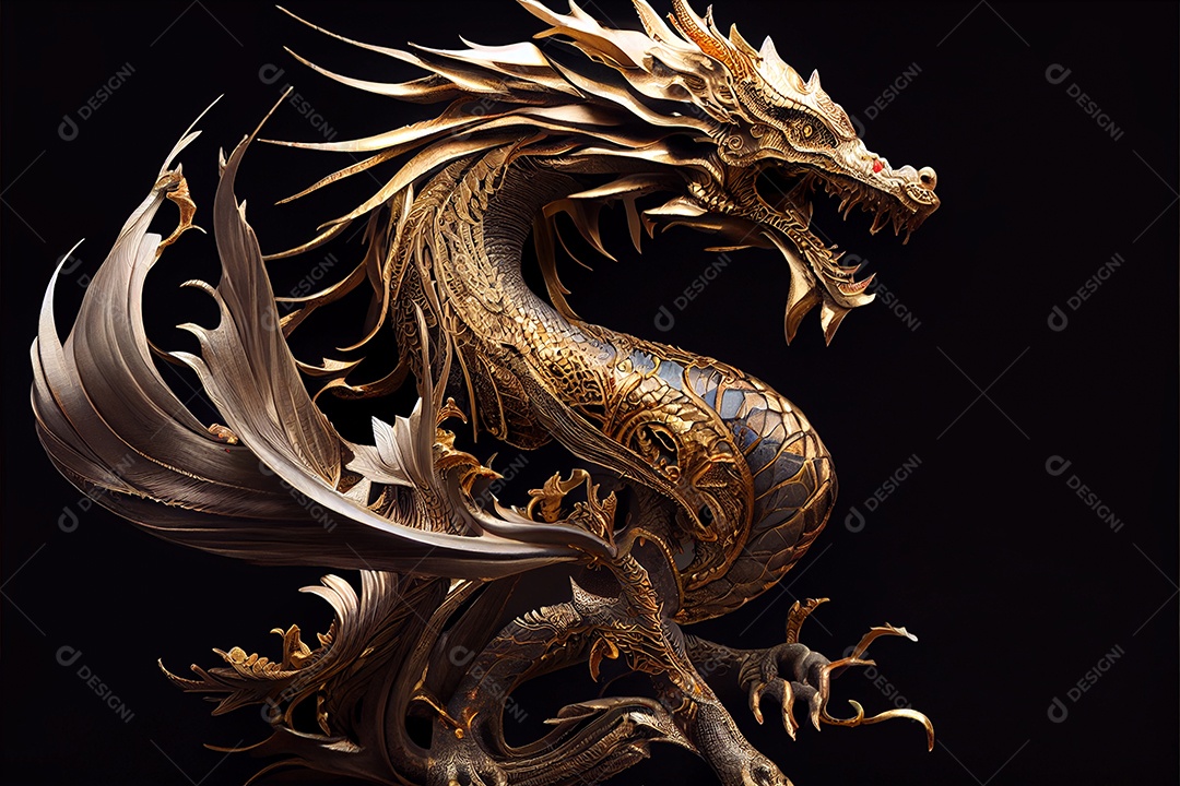 Dragão dourado estilo chinês bem-vindo ano novo chinês festival da primavera festival