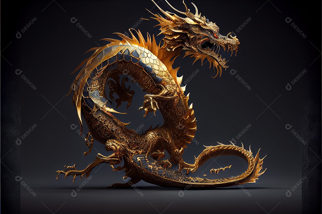 Dragão dourado estilo chinês bem-vindo ano novo chinês festival da primavera festival