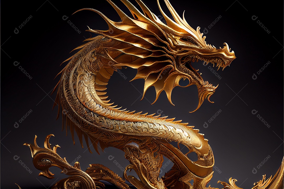 Dragão dourado estilo chinês bem-vindo ano novo chinês festival da primavera festival