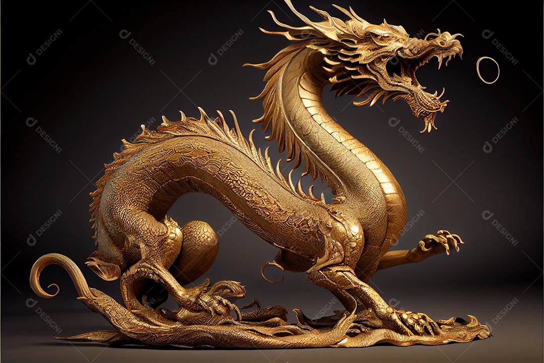 Dragão dourado estilo chinês bem-vindo ano novo chinês festival da primavera festival