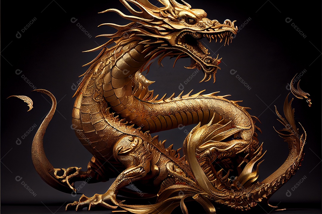 Dragão dourado estilo chinês bem-vindo ano novo chinês festival da primavera festival