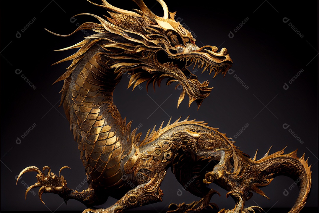 Dragão dourado estilo chinês bem-vindo ano novo chinês festival da primavera festival