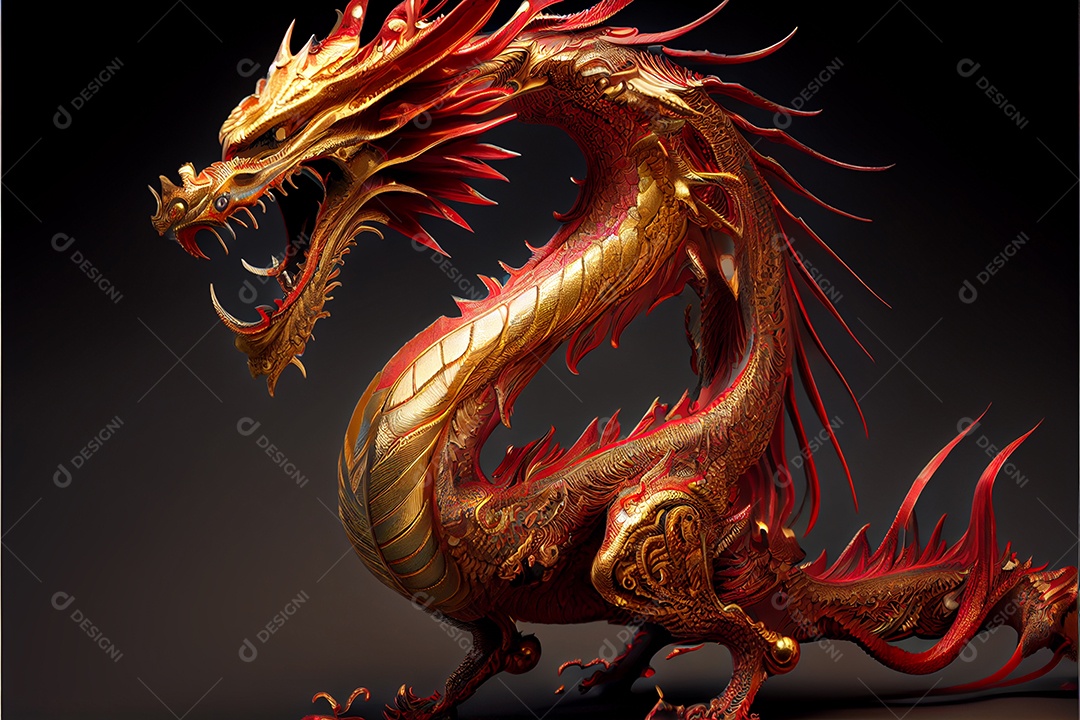 Dragão dourado estilo chinês bem-vindo ano novo chinês festival da primavera festival