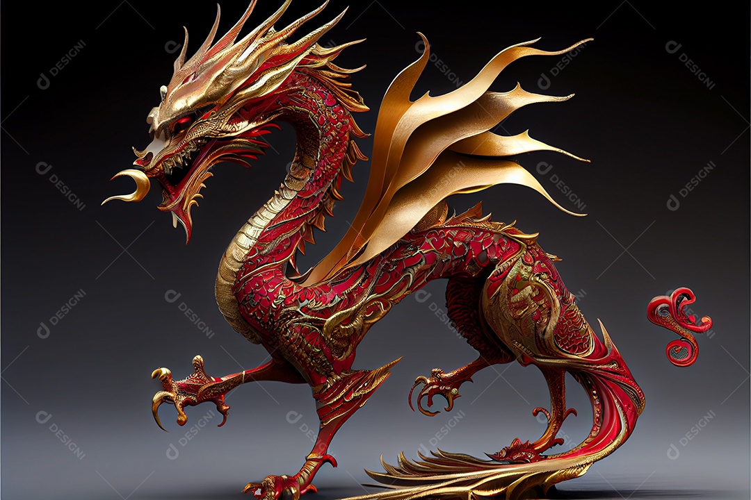Dragão dourado estilo chinês bem-vindo ano novo chinês festival da primavera festival