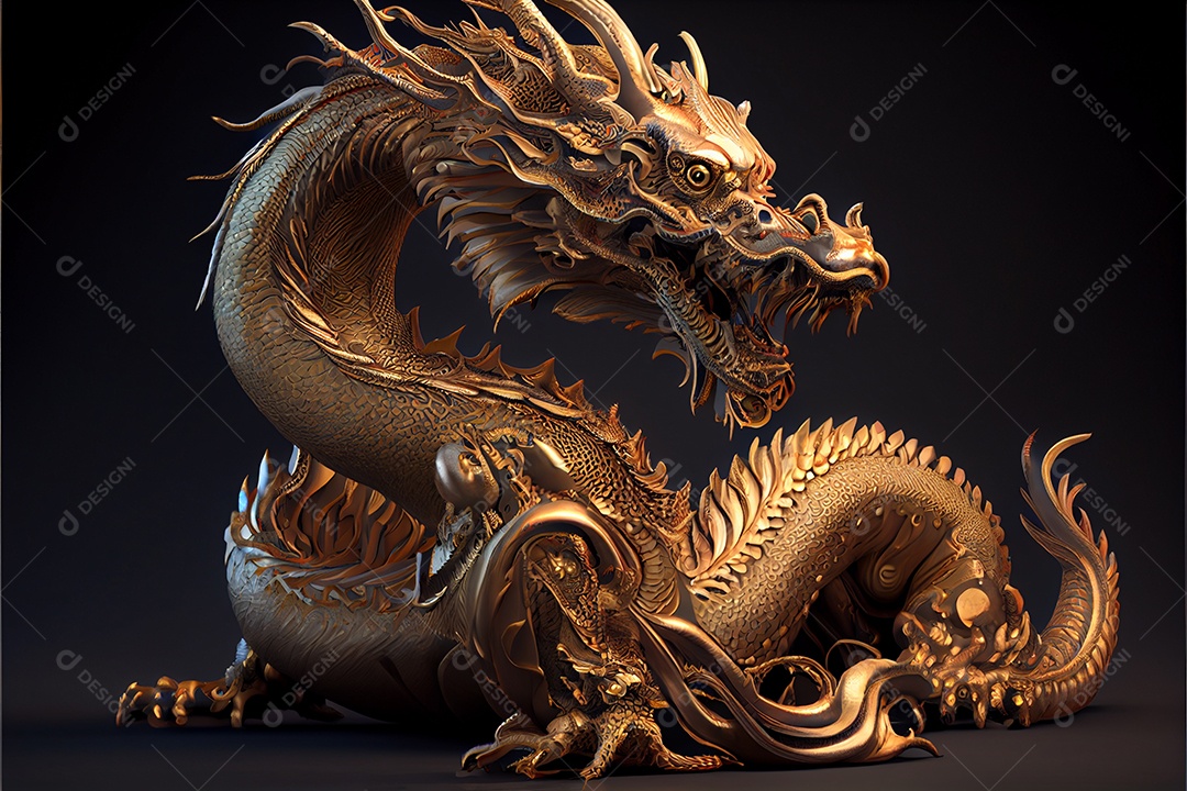 Dragão dourado estilo chinês bem-vindo ano novo chinês festival da primavera festival