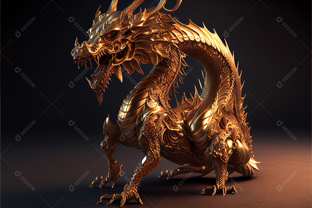 Dragão dourado estilo chinês bem-vindo ano novo chinês festival da primavera festival