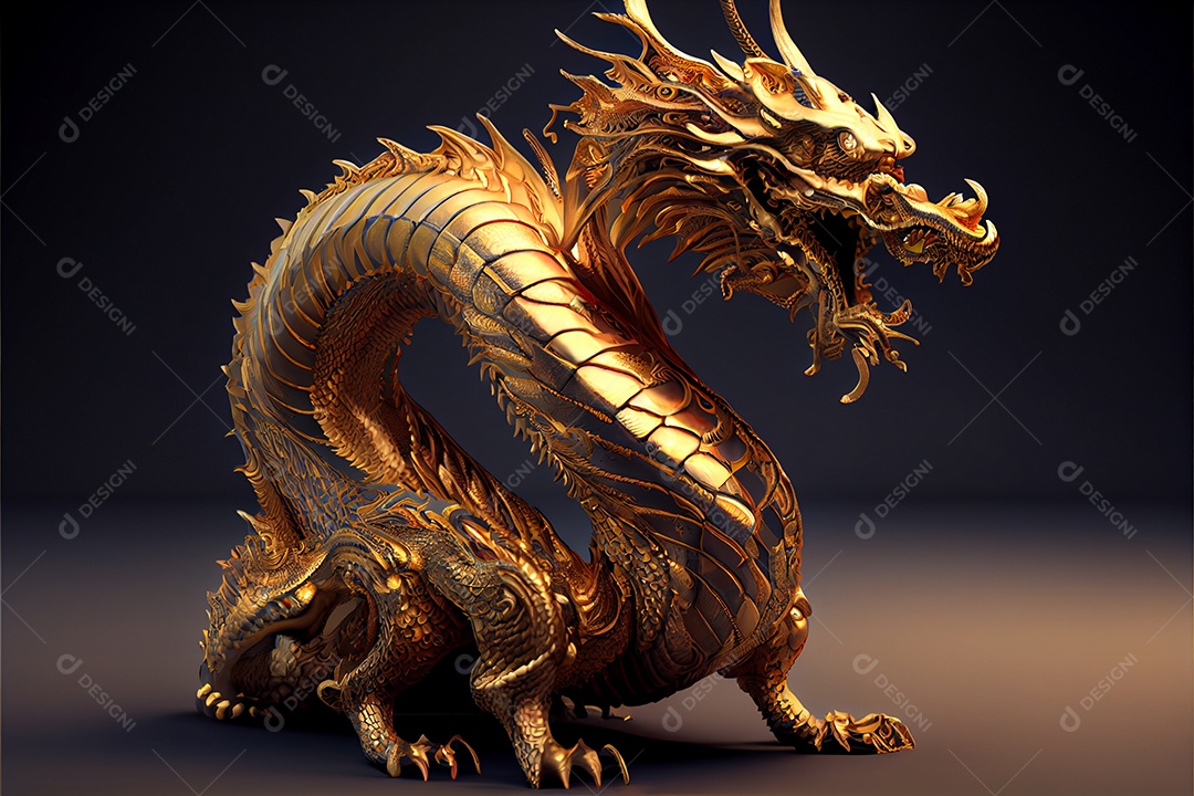 Dragão dourado estilo chinês bem-vindo ano novo chinês festival da primavera festival