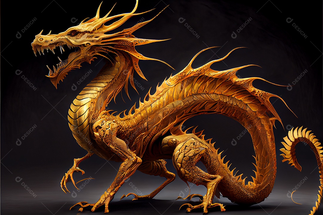 Dragão dourado estilo chinês bem-vindo ano novo chinês festival da primavera festival