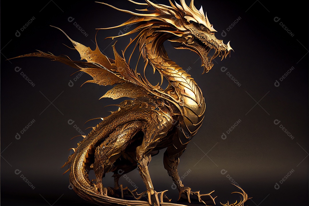 Dragão dourado estilo chinês bem-vindo ano novo chinês festival da primavera festival