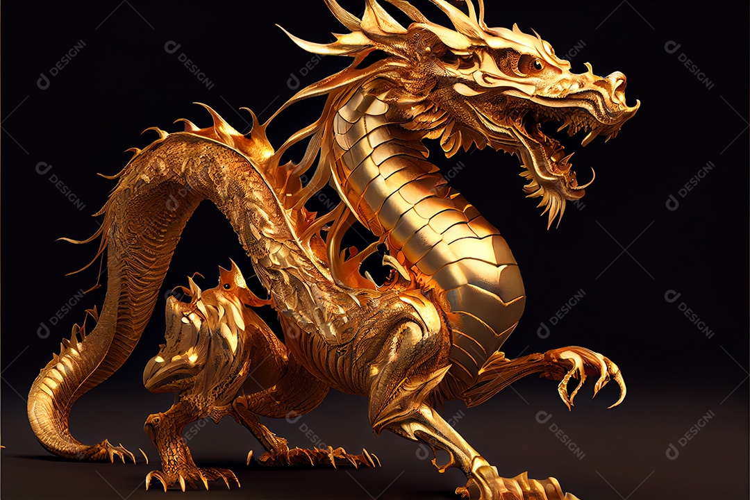 Dragão dourado estilo chinês bem-vindo ano novo chinês festival da primavera festival