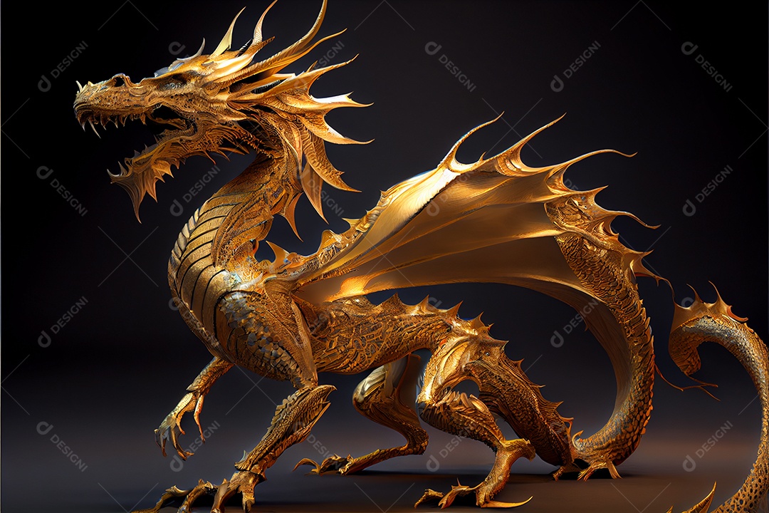 Dragão dourado estilo chinês bem-vindo ano novo chinês festival da primavera festival