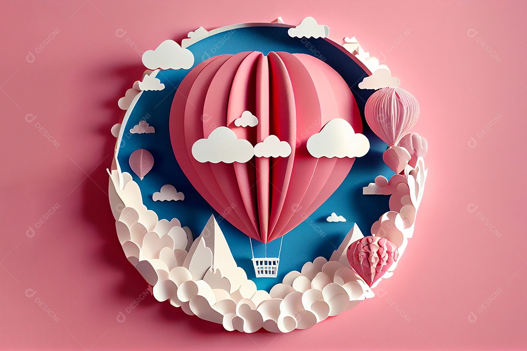 Love, Valentine's Day. June 12. 3D paper cut style generated art