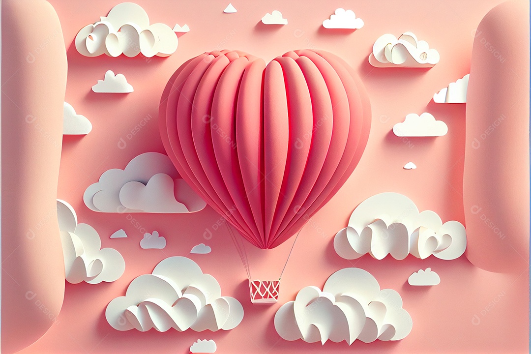 Amor, dia dos namorados. 12 de junho. estilo de corte de papel 3d arte gerada