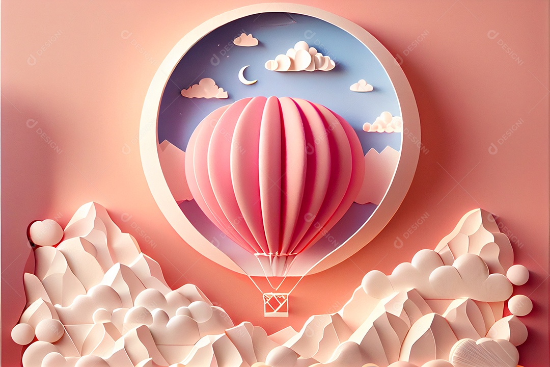 Amor, dia dos namorados. 12 de junho. Estilo de corte de papel 3D arte gerada