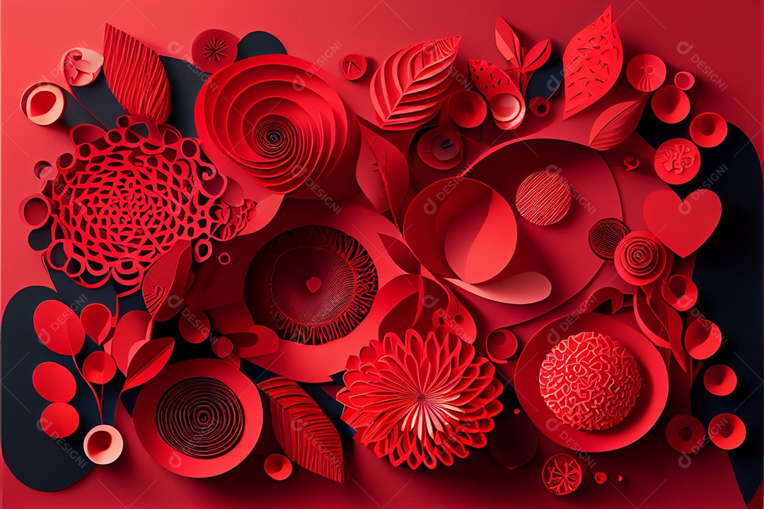 Amor, dia dos namorados. 12 de junho. Estilo de corte de papel 3D arte gerada por ai