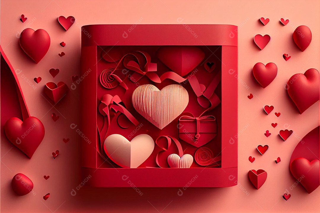 Amor, dia dos namorados. 12 de junho. Estilo de corte de papel 3D arte gerada por ai