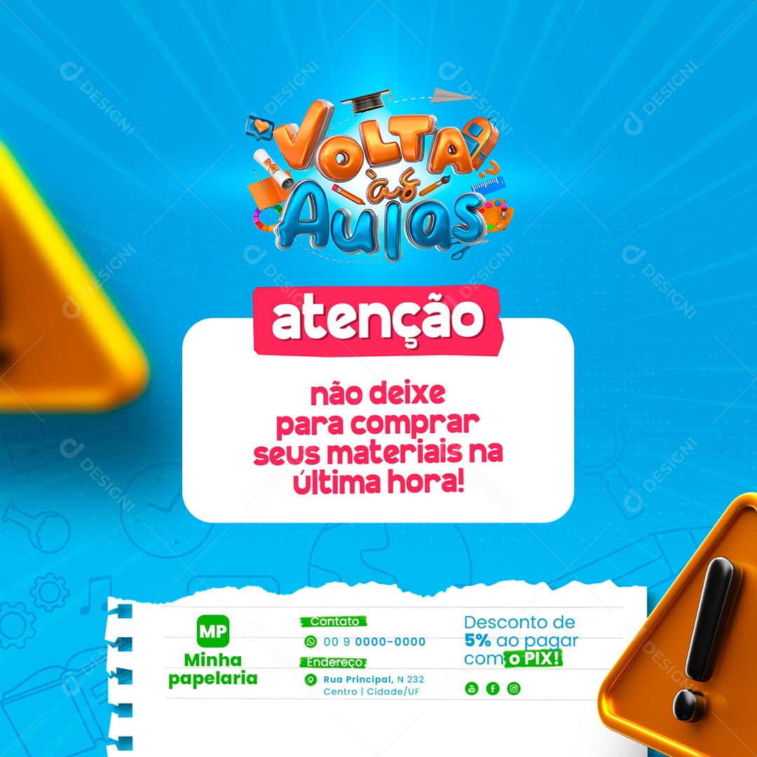 Campanha Publicitária Volta às Aulas Social Media PSD Editável