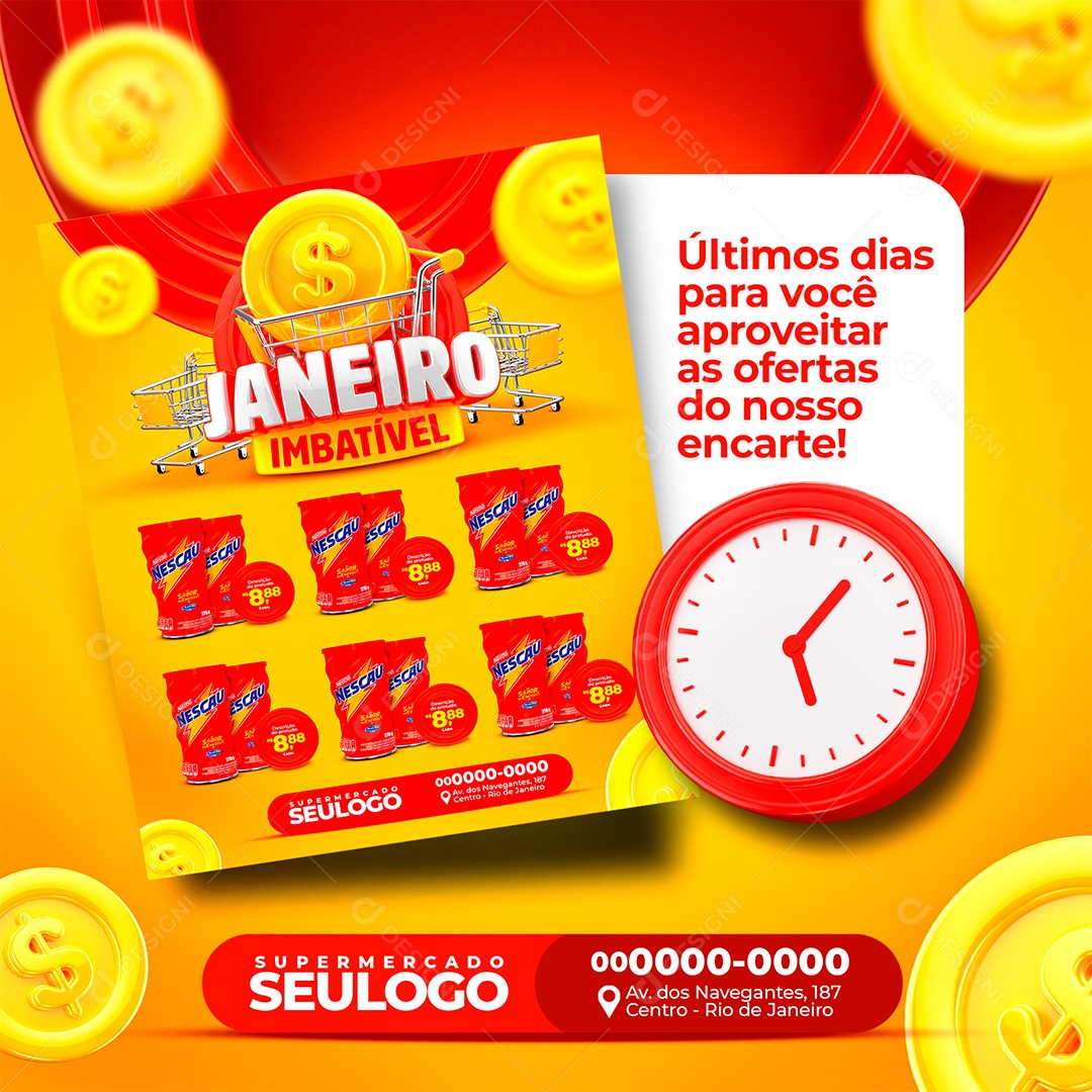 Encarte Janeiro Imbatível Social Media PSD Editável