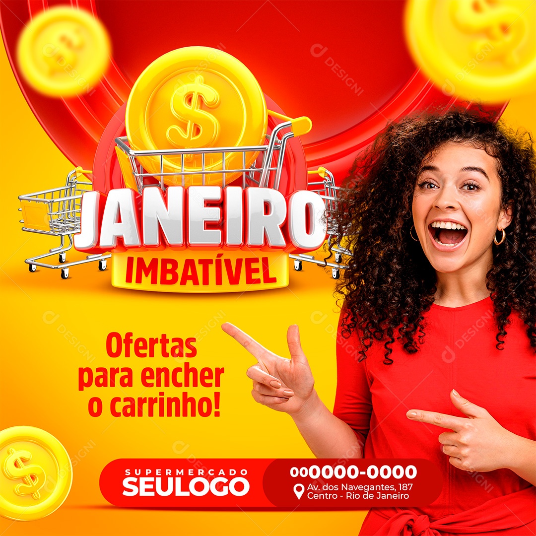 Post Janeiro Imbatível Social Media PSD Editável