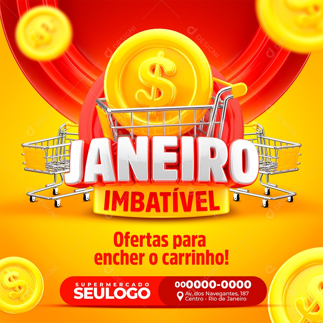 Post Janeiro Imbatível Social Media PSD Editável