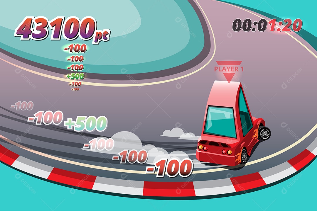 Jogo de Carros de Corrida Estilo 3D Vetores EPS Editável