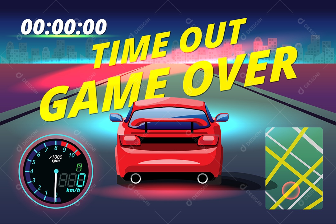 Jogo de Carros de Corrida Estilo 3D Vetores EPS Editável