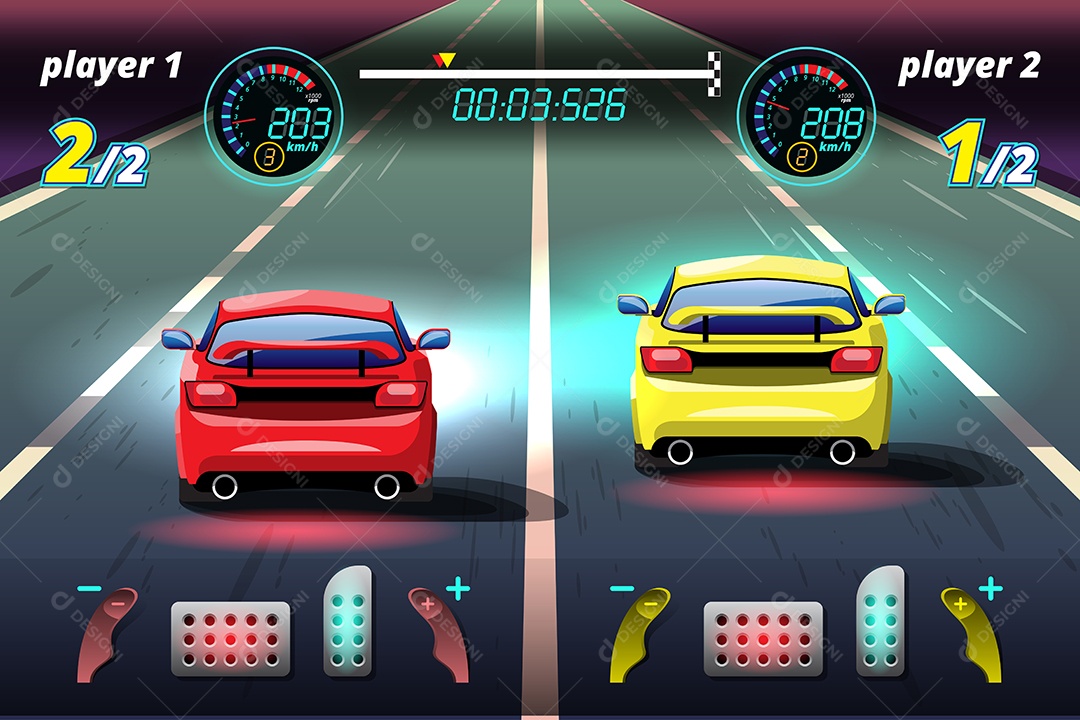 Jogo de Carros de Corrida Estilo 3D Vetores EPS Editável