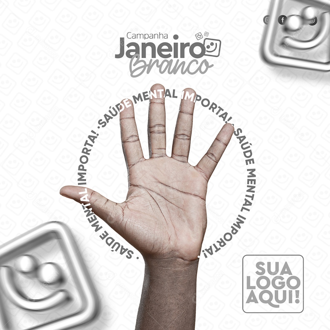 Janeiro Branco Saúde Mental Importa Social Media PSD Editável
