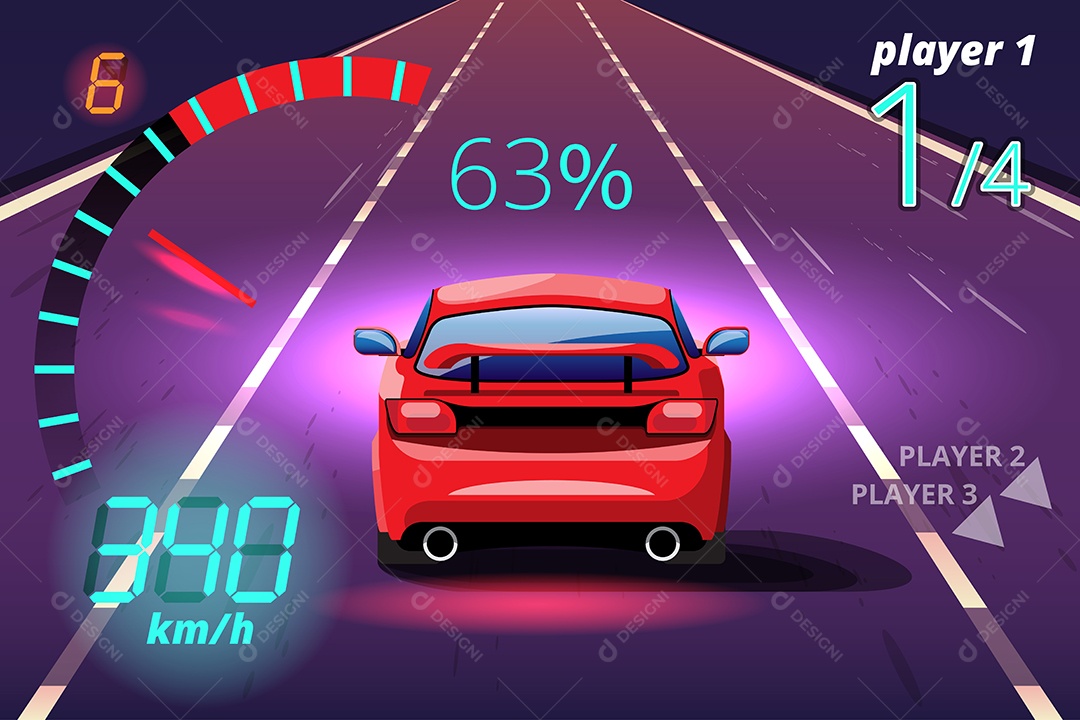 Jogo de Carros de Corrida Estilo 3D Vetores EPS Editável