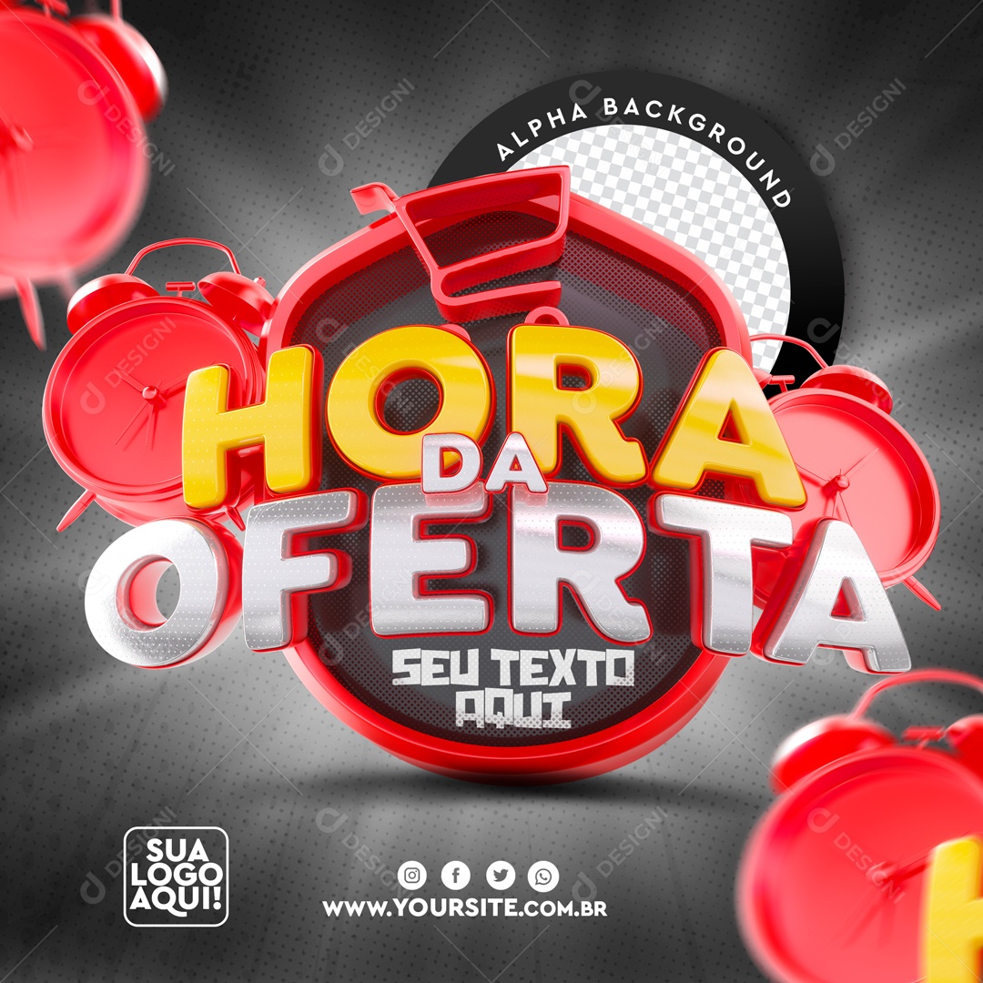 Selo 3D Para Composição Hora da Oferta PSD
