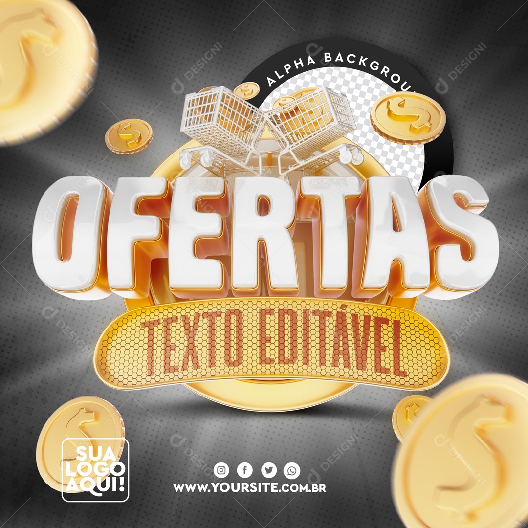 Selo 3D Para Composição Ofertas PSD