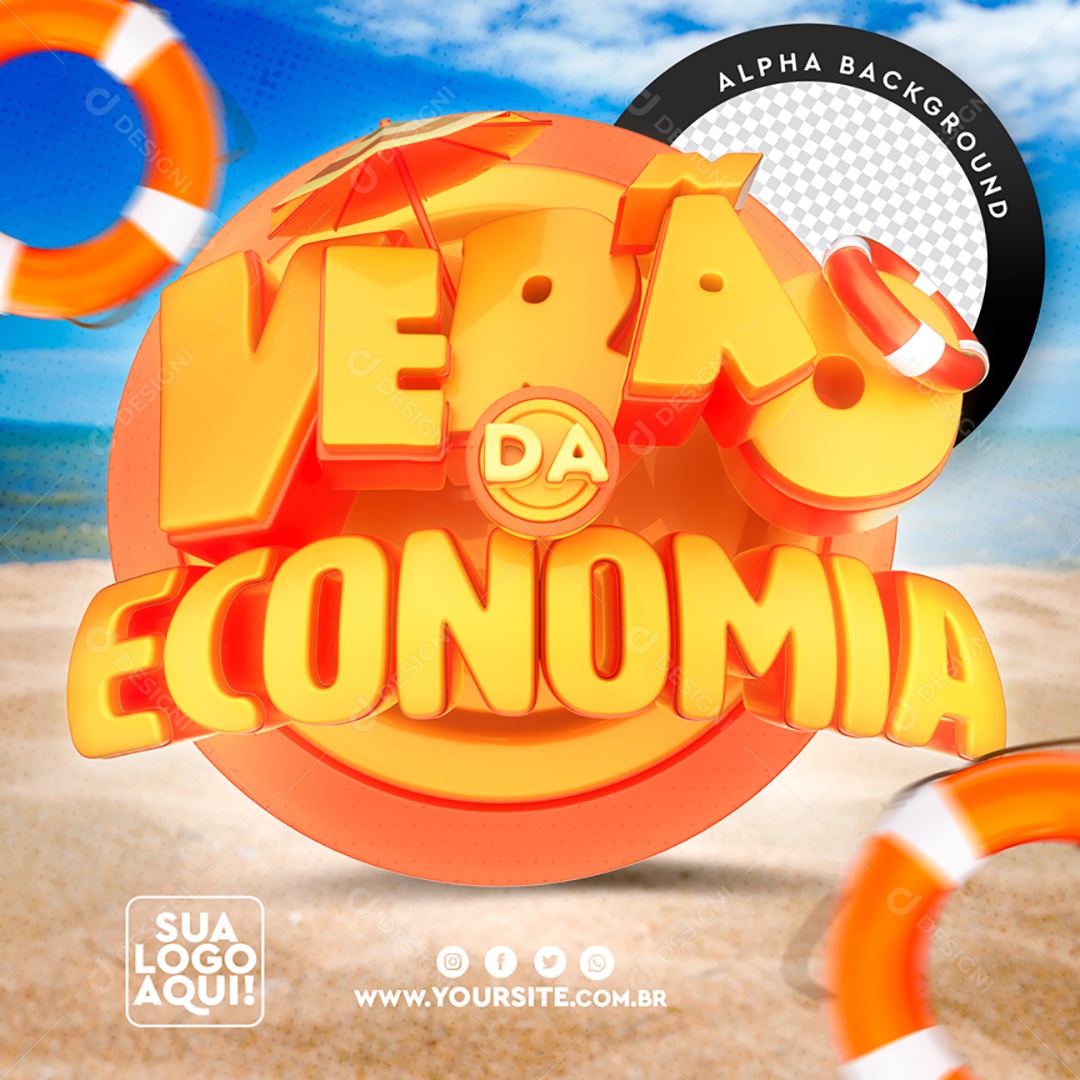 Selo 3D Para Composição Verão da Economia PSD