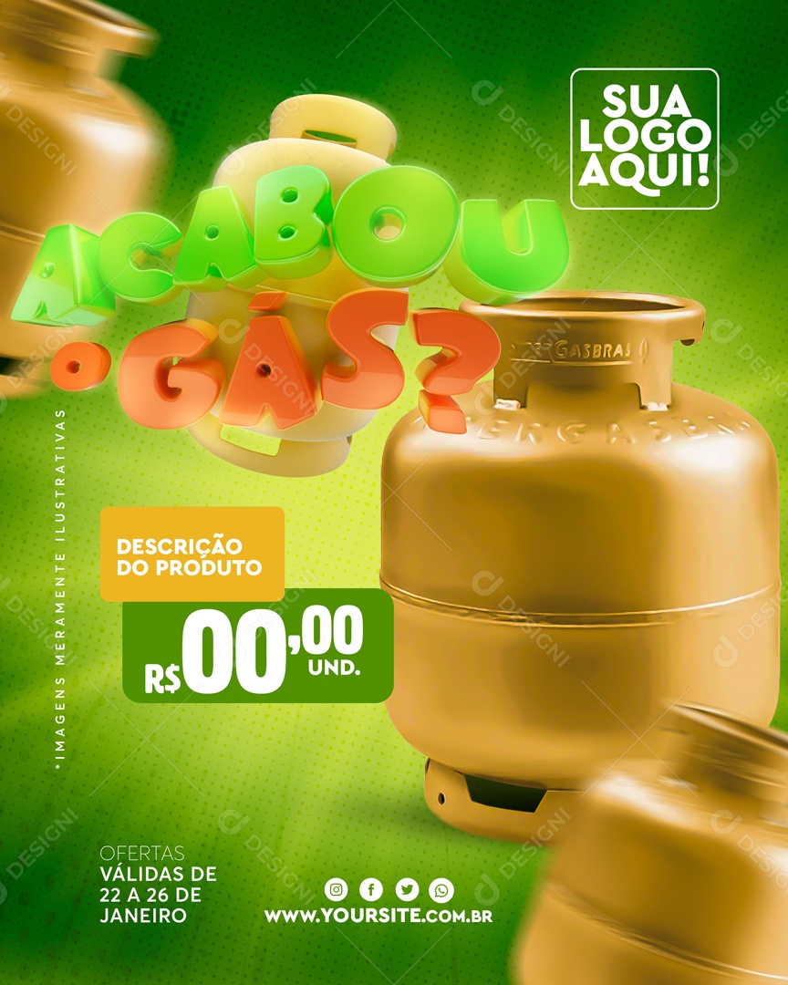 Acabou o Gás Social Media PSD Editável