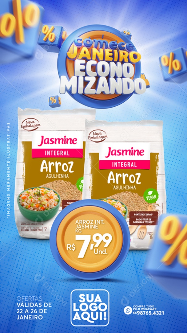 Story Comece Janeiro Economizando Social Media PSD Editável