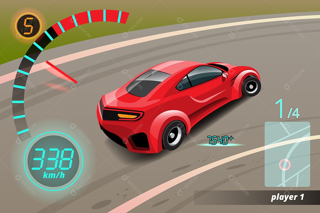 Jogo de Carros de Corrida Estilo 3D Vetores EPS Editável